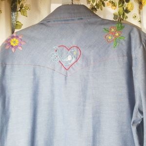Vintage Western Pearl Button Chambray Shirt